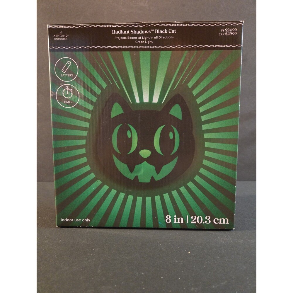 Ashland Radiant Shadows Black Cat LED Green Light Projector Halloween Michaels